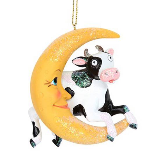 Resin Cow Jumps Over the Moon 8cm